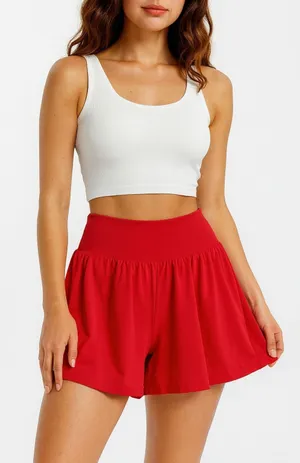 Halara SoftlyZero Airy Super High Waisted Cool Touch Flowy Yoga Shorts Med Red thumbnail 1