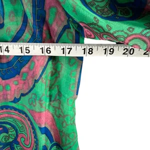 Anthropologie Trinity Blouse M Green‎ Silk Paisley Sheer Ruffle Forest Fairy Top thumbnail 6