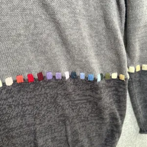 Blair Womens Large Sweater Colorblock Cotton Blend Long‎ Sleeve Blue Gray Round thumbnail 8