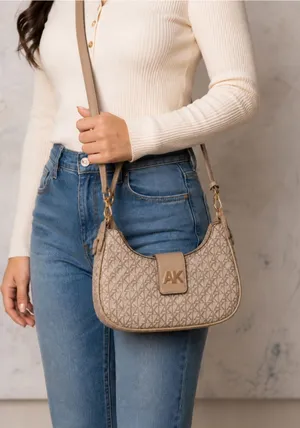 Anne Klein Bag Purse Crossbody Beige Monogram Pattern New With Tags thumbnail 1