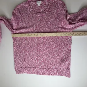 J Crew Womens Pink Marled Cotton Blend Crewneck Sweater Medium Preppy Stretch thumbnail 8