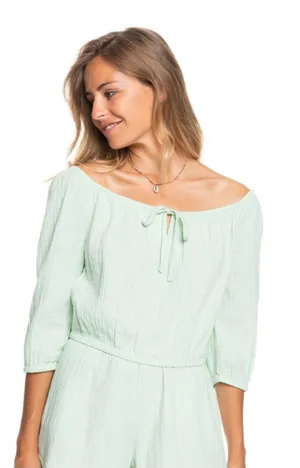 NWT Roxy Mint Green Off Shoulder Crop Top Size Medium thumbnail 1