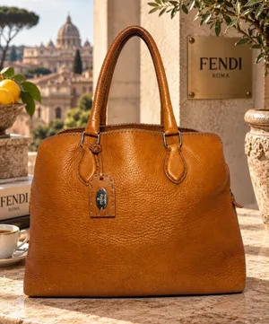 Vintage Fendi Selleria Pebbled Leather Satchel – Cognac Brown thumbnail 1