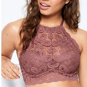 PINK Victoria’s Secret lace halter padded push-up bralette size M thumbnail 1