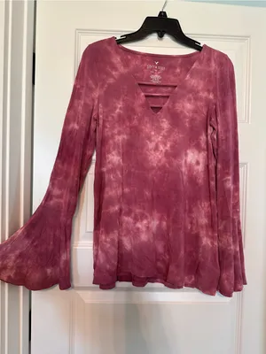 American Eagle Outfitters Mauve Tie-Dye Long Sleeve Top thumbnail 2
