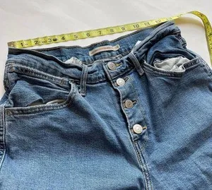 Levis Mile High Cropped Wide Leg Blue Button Fly Jeans Size 28 thumbnail 9