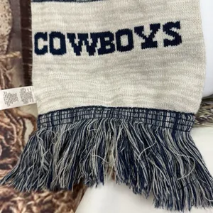 Dallas Cowboys Scarf Knit Winter Neck Blue Gray Double Sided Big Logo Fringe thumbnail 4