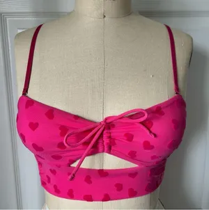 Pink Heart Patterned Crop Top thumbnail 1
