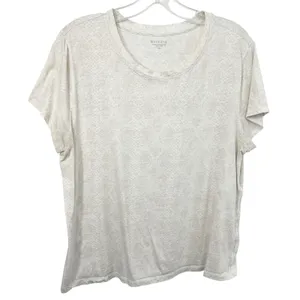 Athleta XL Top Short Sleeve Cotton Snakeskin White Cream Boxy Layering Base 593 thumbnail 1
