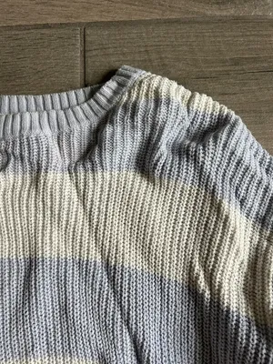 Hollister Wide-Striped Crewneck Sweater in Light Blue & Cream thumbnail 4