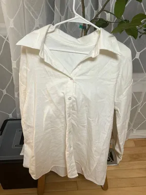 Cider Long White Button-Up Oversized Dress Shirt thumbnail 2