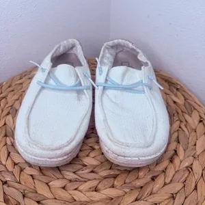 Hey Dude Shoes SlipOn Light Blue Laces Textured Aztec Pattern Size 7 white thumbnail 5