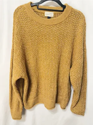 Universal Threads Womens‎ Sweater Size L Gold Knit Waffle Cozy Oversized thumbnail 1