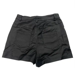 Women's Black Mid Rise Straight Flat Front Casual Coated Mini Shorts Size XS thumbnail 2
