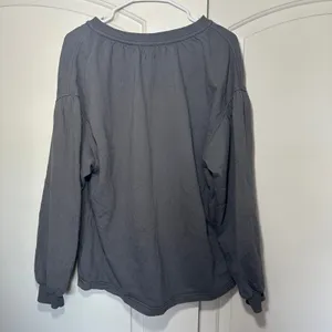 Aerie Easy Street Sweatshirt Gray Oversized V-Neck Pullover XS Breathable Cotton thumbnail 6