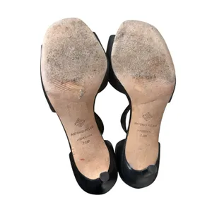 Antonio Melani Black Leather Strappy Heels Size 7.5M Neutral Dressy Party Event thumbnail 6