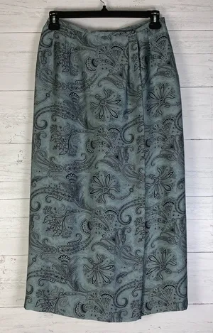 Vintage Kasper & Company Gray/black paisley wrap maxi skirt size 12 thumbnail 1