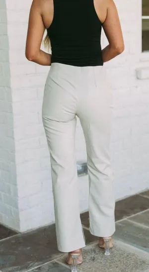 These Three Boutique Beige Leather Pants thumbnail 2