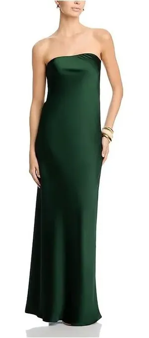 Norma Kamali Bias Strapless Gown in Dark Emerald thumbnail 1