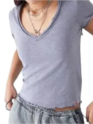 BDG Distressed Krissy V Neck Crop Top Size Medium thumbnail 1