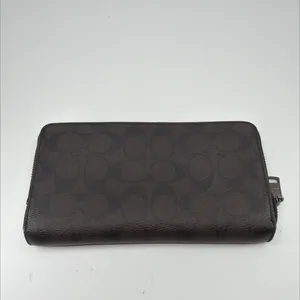 Coach Accordion Zip Brown/Black Signature Coated Canvas Wallet thumbnail 4