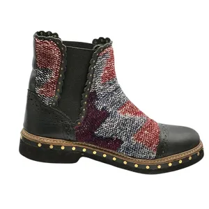 Free People Brayden Western Booties Black Kilim Woven Studded Leather 37 Womens thumbnail 2