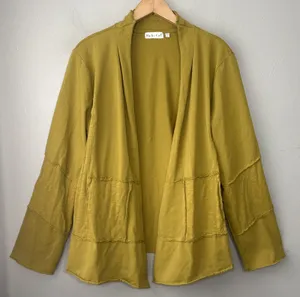 Habitat Knit Cardigan Size XL Chartreuse Green Open Front Artsy Lagenlook Boho thumbnail 1