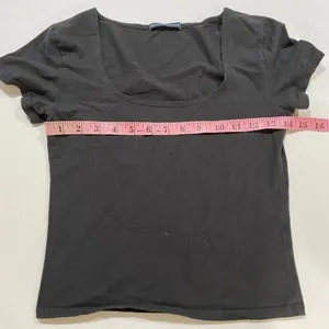 Brandy Melville Black Scoop Neck Baby Tee Fitted Minimalist Top thumbnail 5