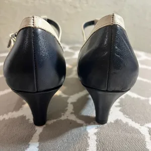 AEROSOLES Navy/Black and Cream Mary Jane Heels with Tapered Heel thumbnail 7