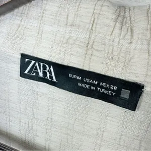 Zara Crinkled Look Slouchy‎ Blazer Tan Medium Linen Blend Double Breasted thumbnail 10