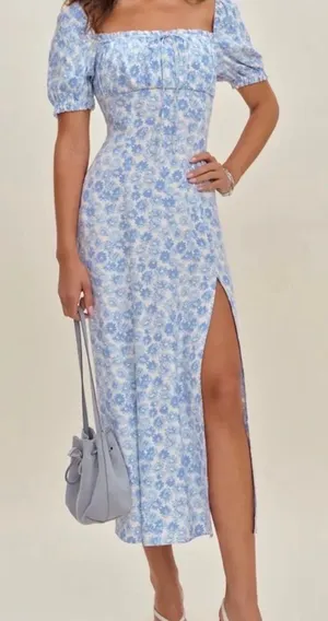Reformation Haisley Dress Blue Daisy 4 thumbnail 1
