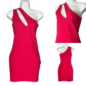 Superdown Barbie Pink Nava One Shoulder Mini Dress SMALL Asymmetrical‎ Revolve thumbnail 10