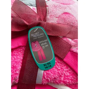 Secret Treasures Pajama Set XL 16/18 Pink Heart Textured Plush‎ Sleepwear NEW thumbnail 3