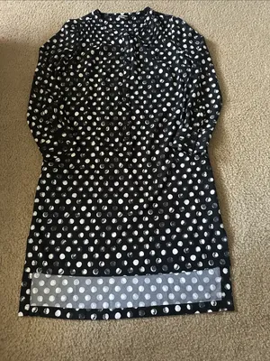 Merona Black and White Polka Dot Tunic Top thumbnail 1