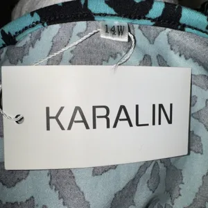 NWT Karalin Maxi Dress Women Sz 14W Teal/Black‎ Aztec Print Banded Waist y2k thumbnail 6
