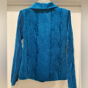 Vintage 80s/90s Harve Benard Blue Crushed Velvet Velour Statement Jacket Blazer thumbnail 5