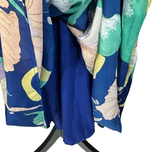 Lulus X-Small Halter Maxi Dress Floral Lined V-Neck Tiered Open Back Blue Multi thumbnail 4