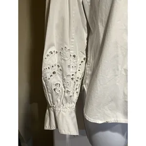 Kate Spade New York Poplin Cutwork Shirt White Button Down Eyelet Sleeve Size 8 thumbnail 11