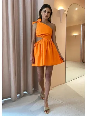 BOOHOO Orange One Shoulder Cutout Skater Dress Size US 6 NEW NWT thumbnail 4