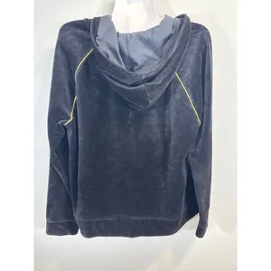Lauren Ralph Lauren Velvet Zip Up Hoodie Jacket‎ Black Gold RL Logo Women XL thumbnail 3