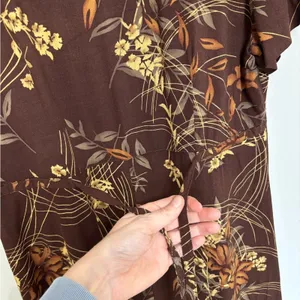 Vintage 90s Norton McNaughton Fall Floral Maxi Dress in Chocolate Brown - Size M thumbnail 5