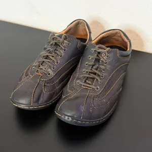 Born Leather Sneakers Womens 7.5 Black W31035 Contrast Stitch Low Top Lace Up thumbnail 11