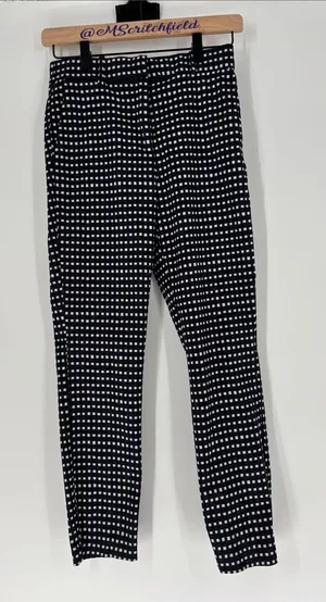 H&M blue white black print ankle pants 4P 4 petite thumbnail 1