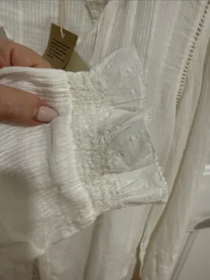 Faherty Ivory Ruffled Button-Front Blouse thumbnail 2