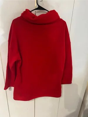 Cozy Red Funnel Neck Women's Sweater Size L thumbnail 4