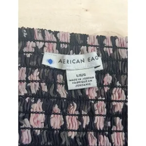 American Eagle Women's Floral Long Sleeve Peplum Top Size Large Smocked Blouse thumbnail 8