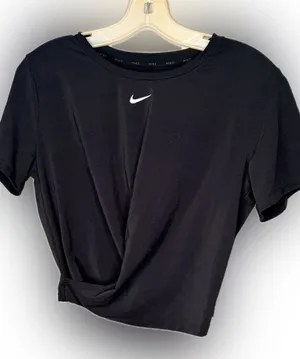 Nike Dri-Fit Black Cropped T-Shirt thumbnail 1
