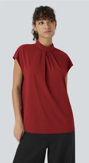 Halara Mock Neck Cap-Sleeve Top NWOT thumbnail 1
