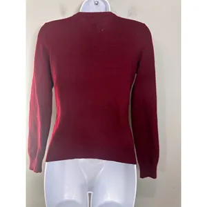 Banana Republic Small Maroon Lace Front Wool Blend Button Cardigan‎ Sweater thumbnail 4