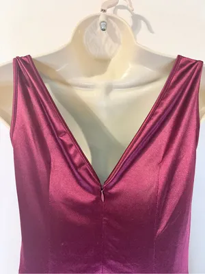 MUXXN S Burgundy Satin Cowl Neck Formal Gown V Back Maxi Dress thumbnail 12